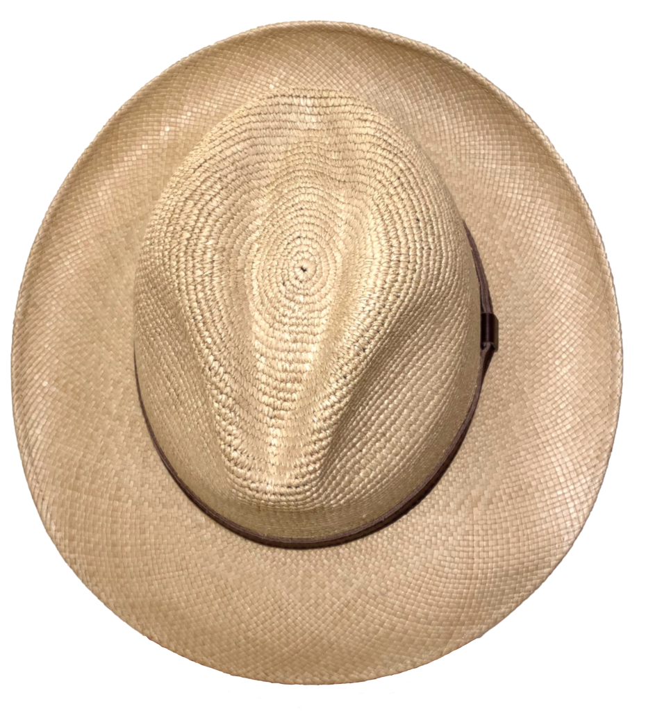 Golden traveller Panama hat crushable rollable top view