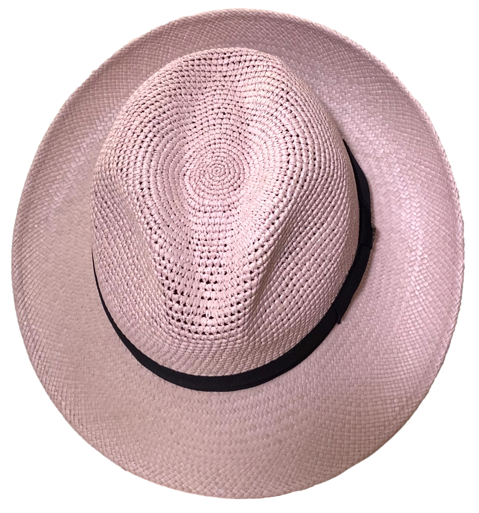 Truffaux rose Traveller Panama hat rollable packable crushable and beautiful top view