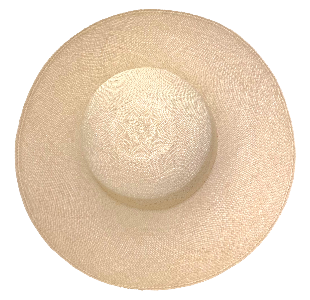 Natural straw Panama sun hat women and men top view