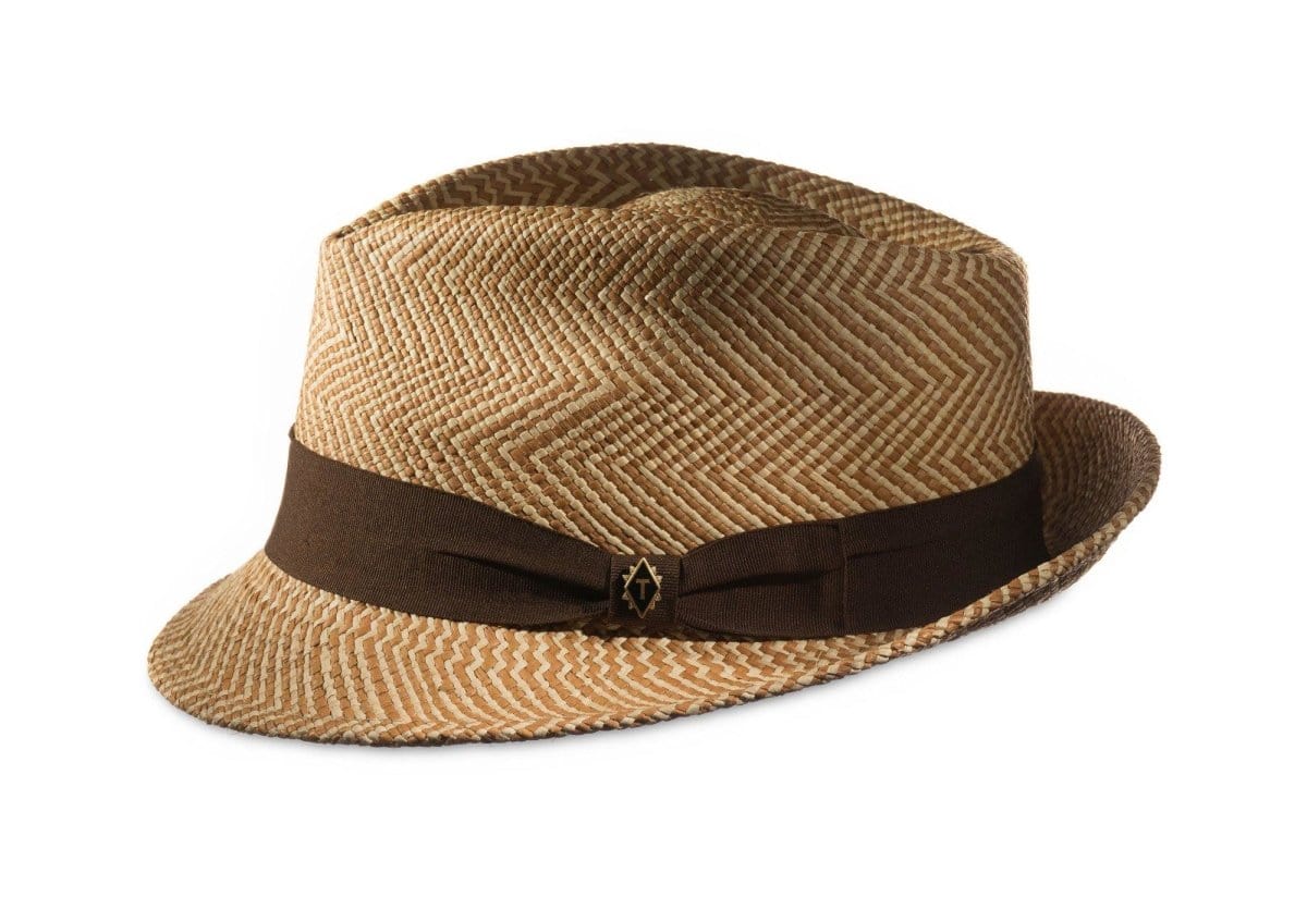 herringbone straw fedora